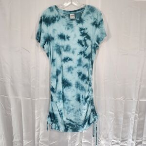 Victoria's Secret Size XL Blue Tye Dye Ruched Sides Beach Terry Dress